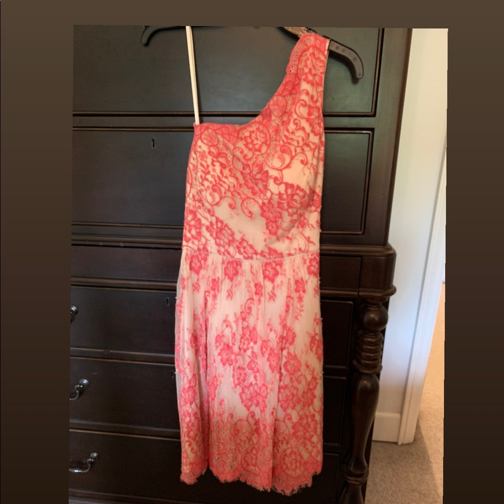 Formal prom 1 shoulder lace chiffon cocktail dress